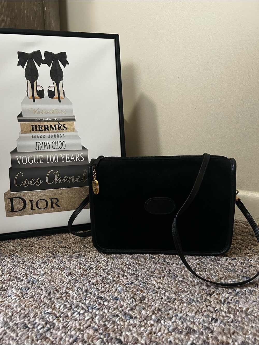 Etra Vintage 1960/70s Black Suede  Shoulder Bag, excellent condition